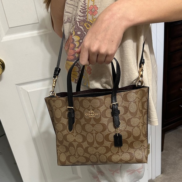 Coach Mollie Tote 25 C4259 in Brown and Black Signature Pattern - Picture 10 of 15